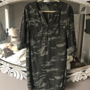 Express Camo Shirt Dress Small